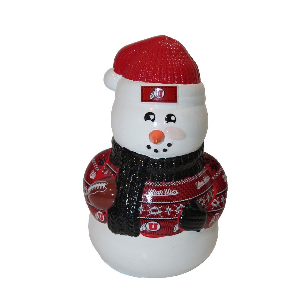 Utah Utes Football Ceramic Snowman Figurine 10" Christmas Holiday Decor Collect - Picture 8 of 8